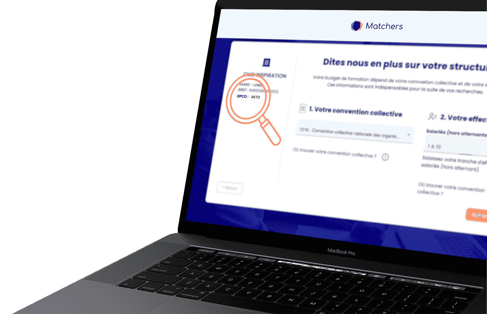 Screenshot de l'outil qui permet de trouver son OPCO.